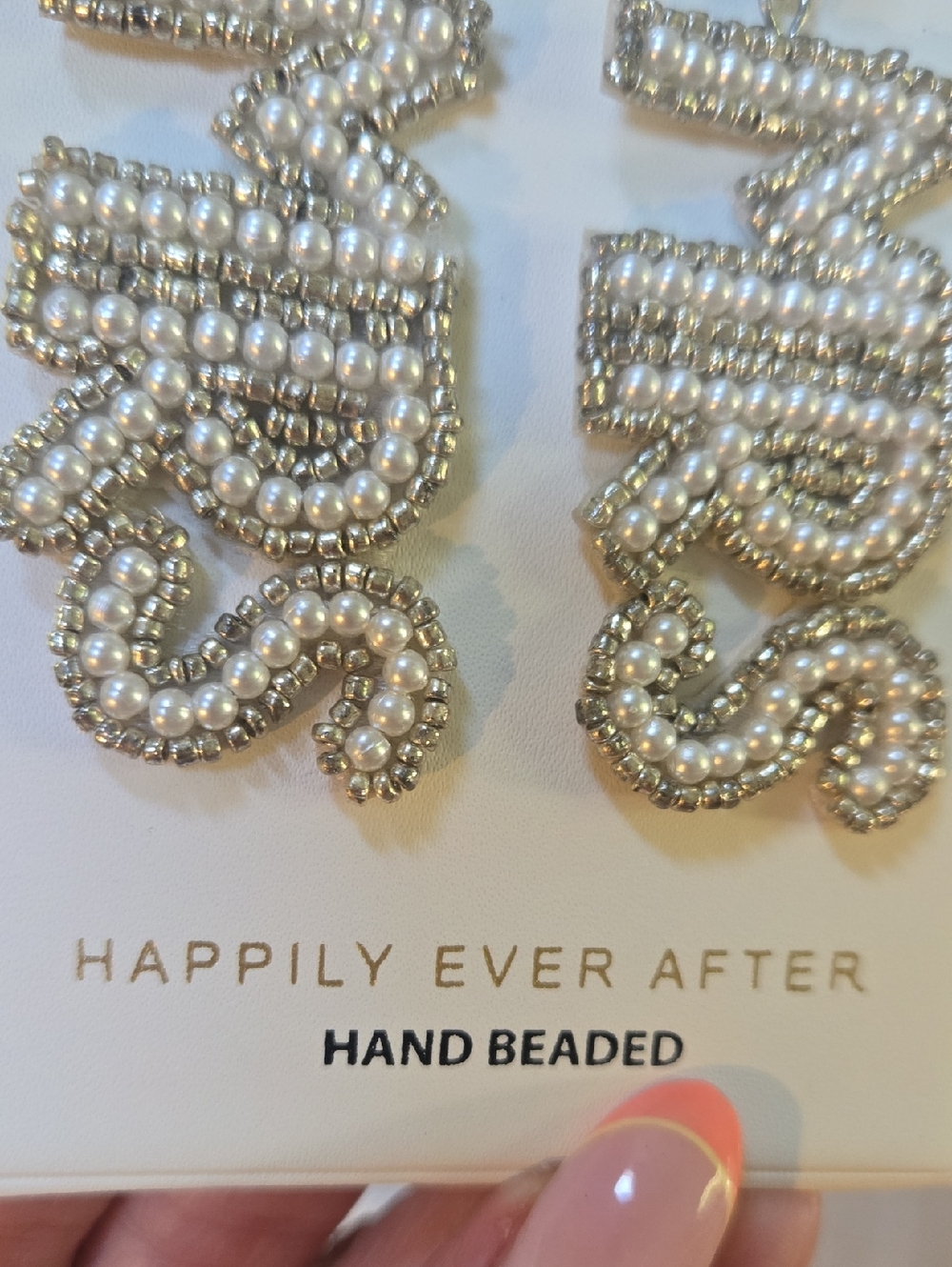 New Piper K "MRS" Beaded Dangle Earrings - Picture 2 of 7